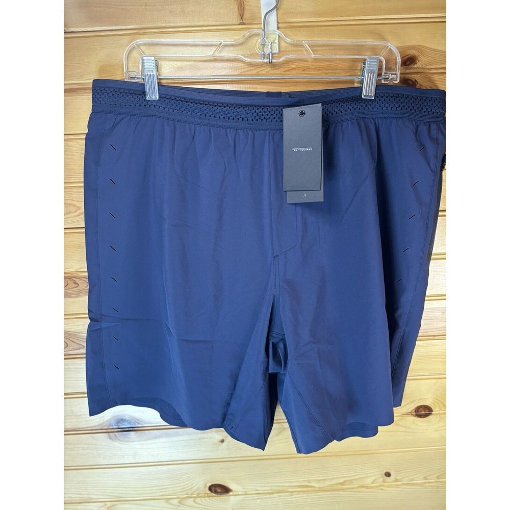 Ten Thousand Lined Session Athletic Shorts Men's 2XL XXL Navy Blue 7" Inseam NWT